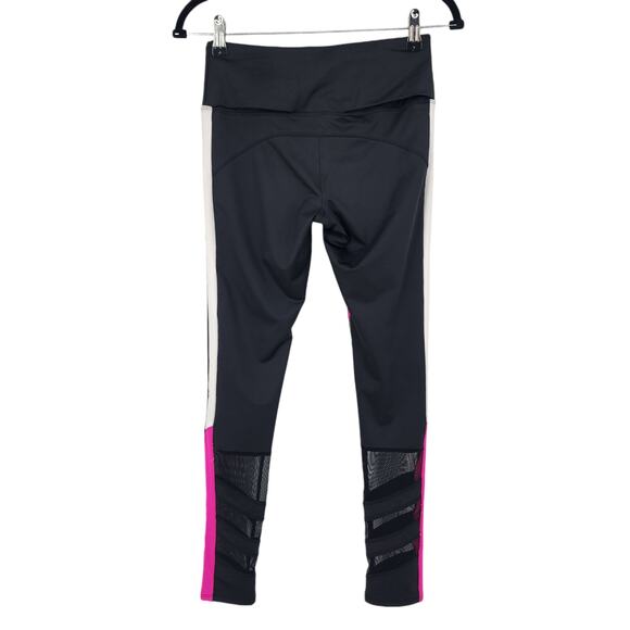 Lucky in Love Black Mesh Panel Leggings Elastic Waist Pink White Size Small - Picture 4 of 4